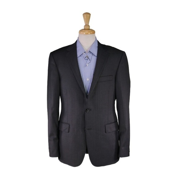 Hickey Freeman Roberto Current Model Gray Striped Suit Blazer Jacket 40R